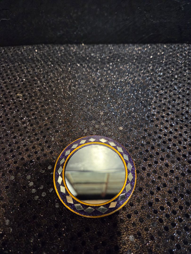 Retro Hand Held Blue Compact Mirror