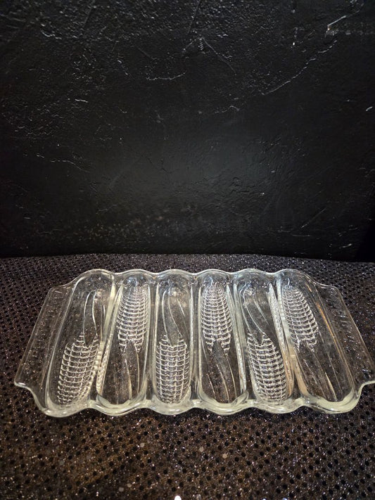 Vintage Beauty Bake Clear Glass Corn Bread Mold Baking dish