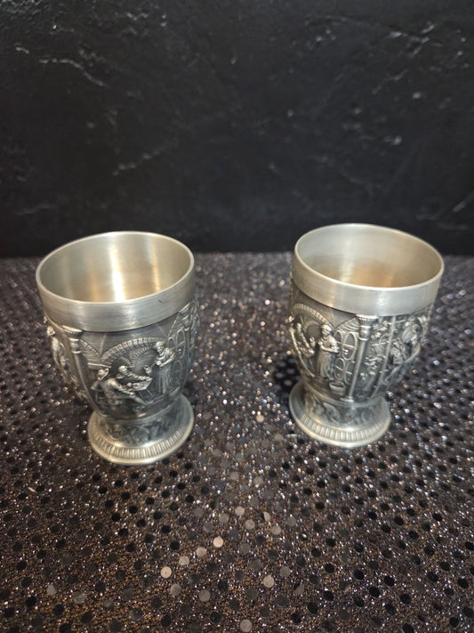 Vintage Zinn Pewter 2 Matching Goblets set