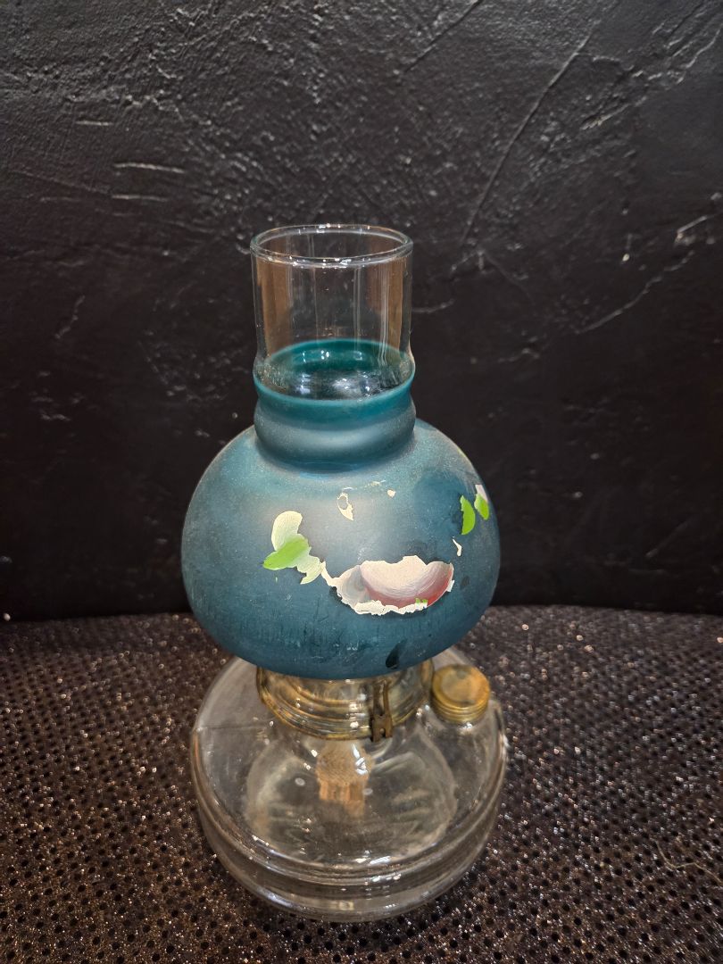 Vintage Oil Lamp with Green painted top