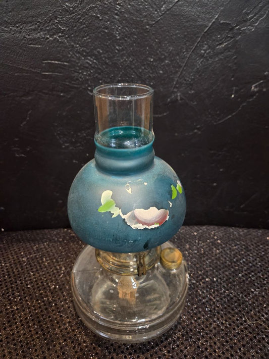 Vintage Oil Lamp with Green painted top