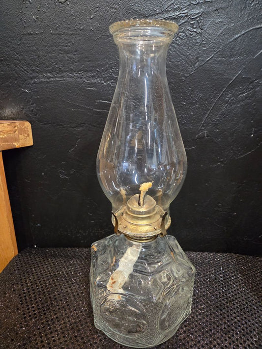 Vintage Lamplight Farms Clear Hexagon oil Lamp