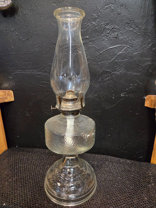 Vintage Textured Pebbled Glass Vase Oil Lamp