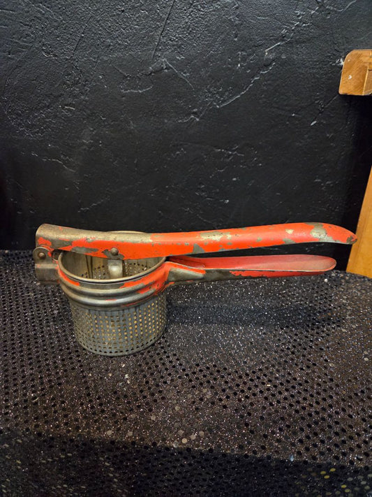 Vintage Red Metal Potato Ricer