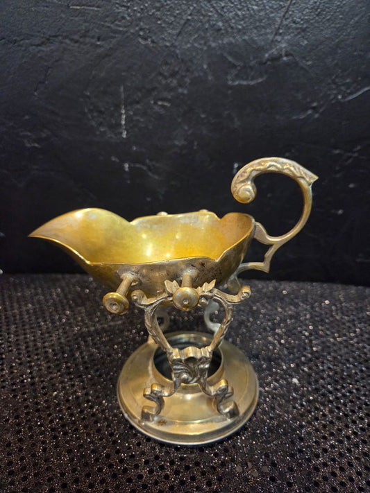 Vintage Silver Plate Gravy/Sauce Boat on Stand Chafing candle