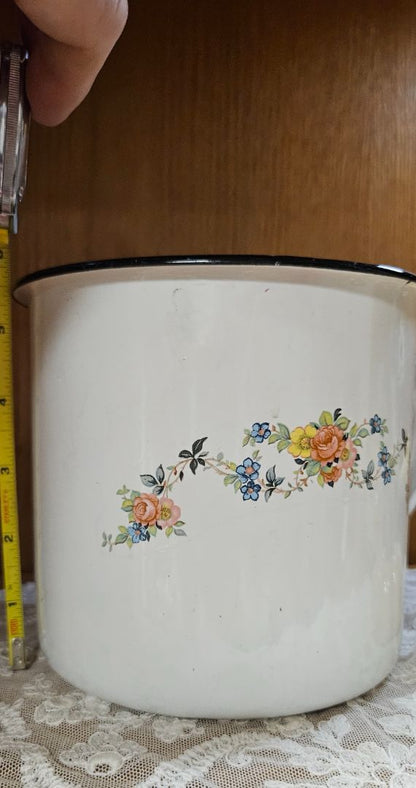 Large White Enamel ware Cup JC