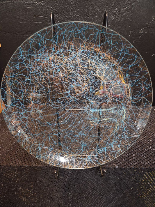 Hand Painted Glass Swirl Large Plate