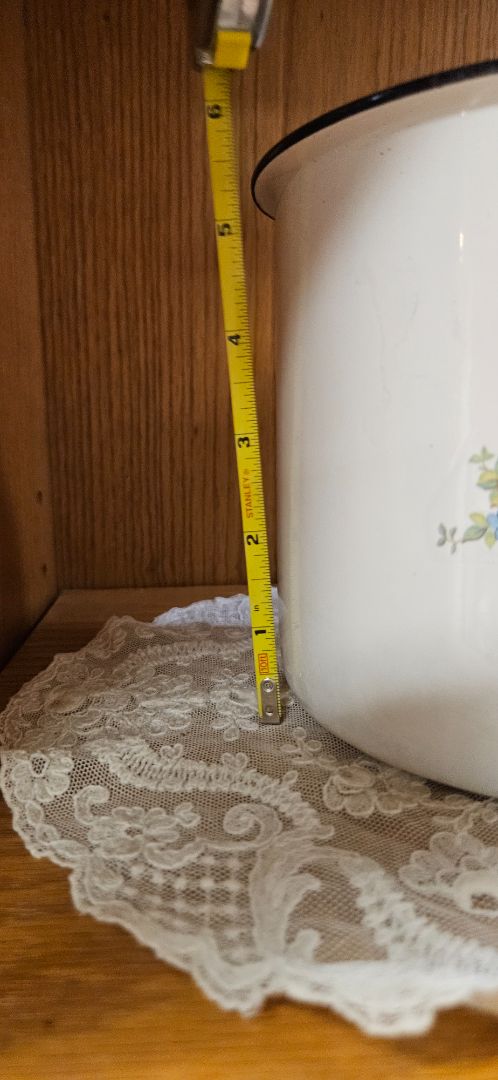 Large White Enamel ware Cup JC