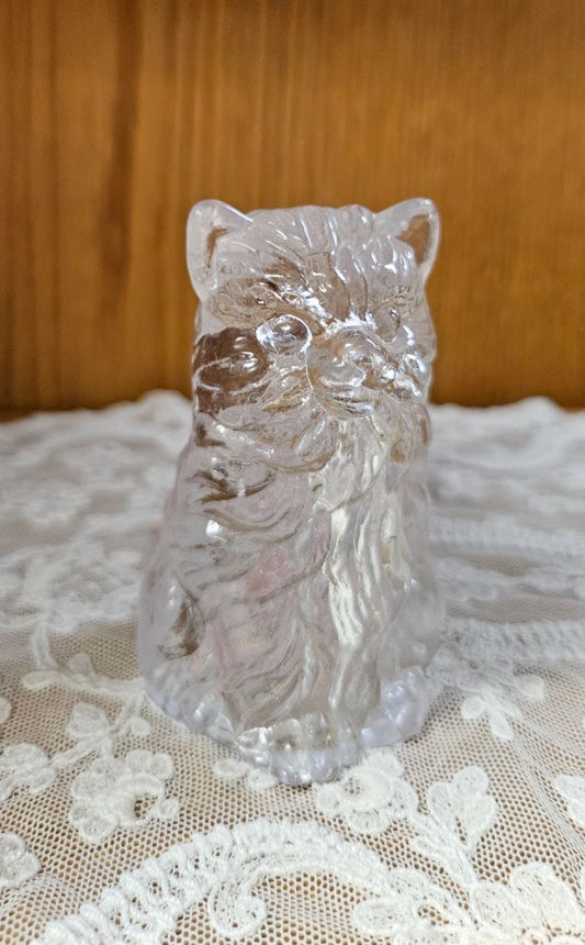 Vintage 25% lead crystal glass Cat Kitten Figurine 3.35 Inch LR