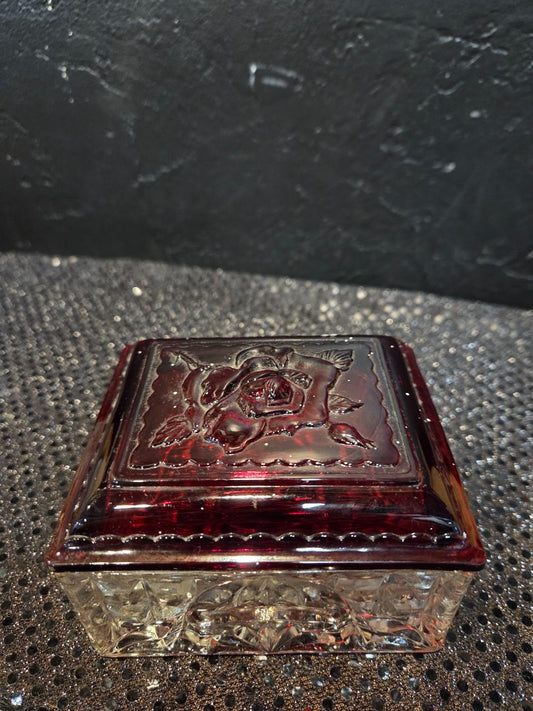 Vintage Anchor Hocking Ruby Red Trinket Box