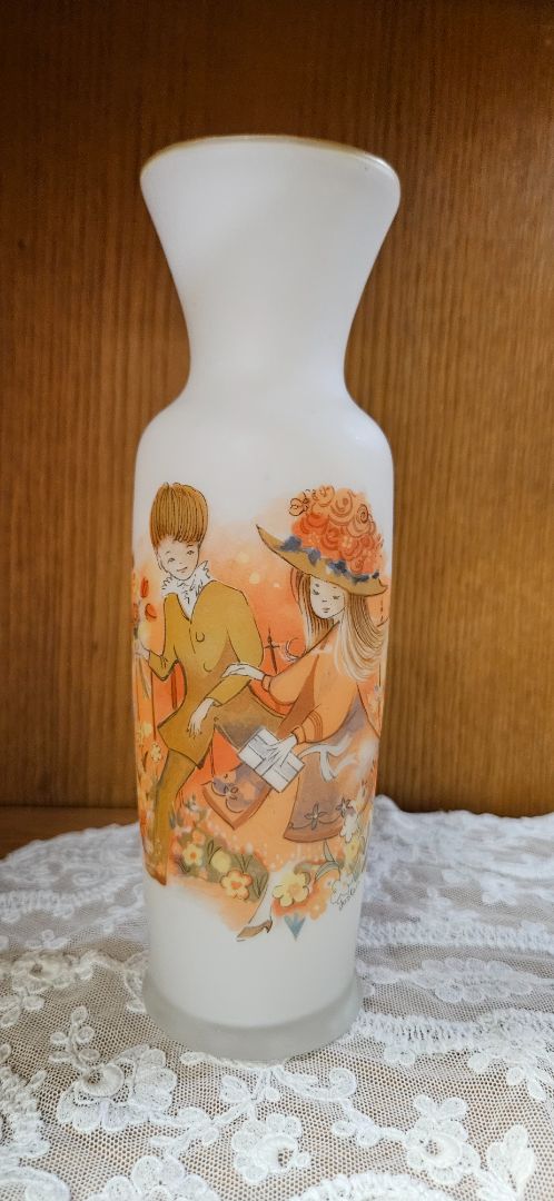 Frosted glass retro vase made in Japan JC