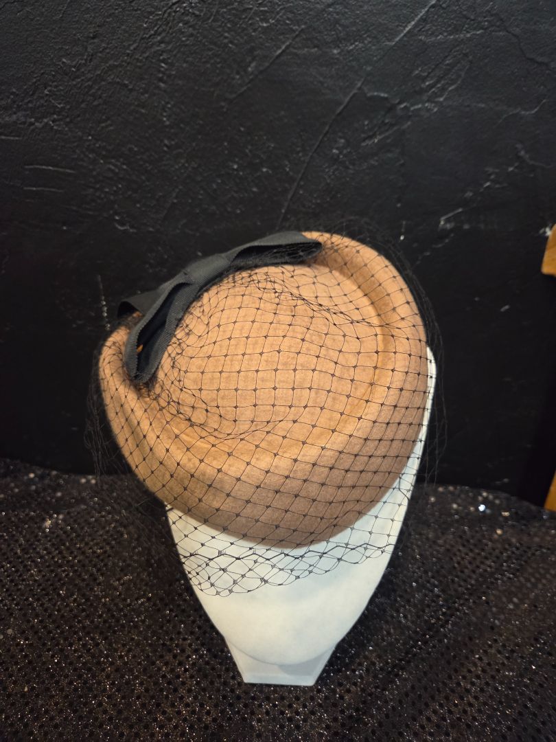 Lancaster Brown Hat with Black bow and netting