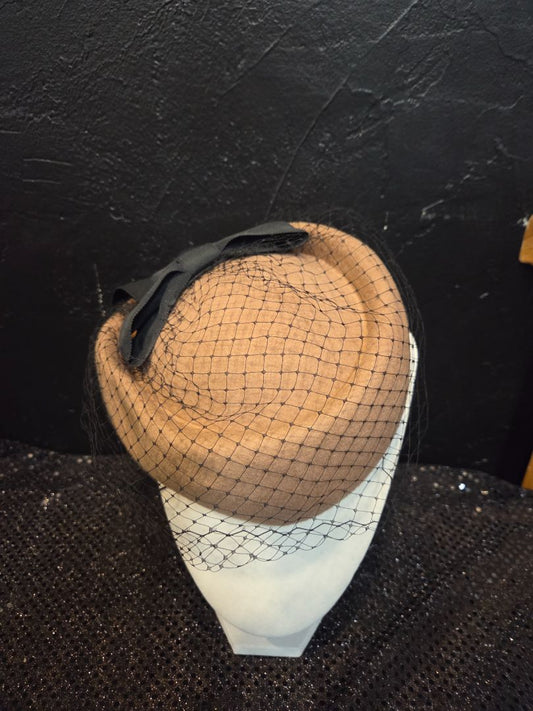 Lancaster Brown Hat with Black bow and netting
