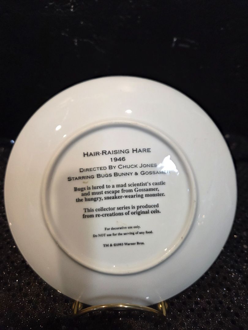 "Hair Raising Hare" Collectors Plate Featuring Bugs Bunny and Gossamer