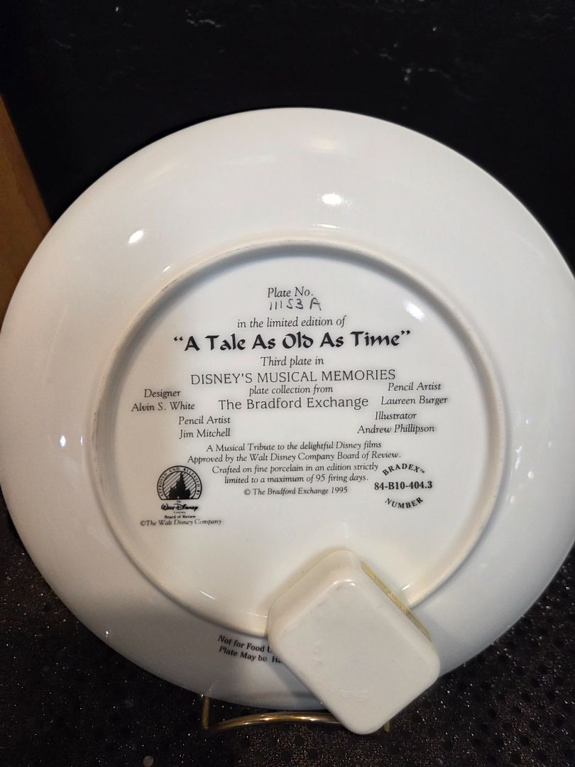 Bradford A Tale as Old as Time Beauty and the Beast Musical Plate