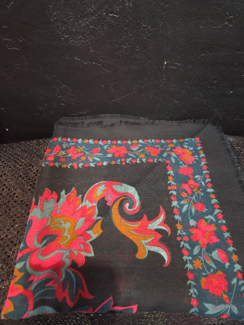 Scarf Glentex Floral Teal, Red and Gold