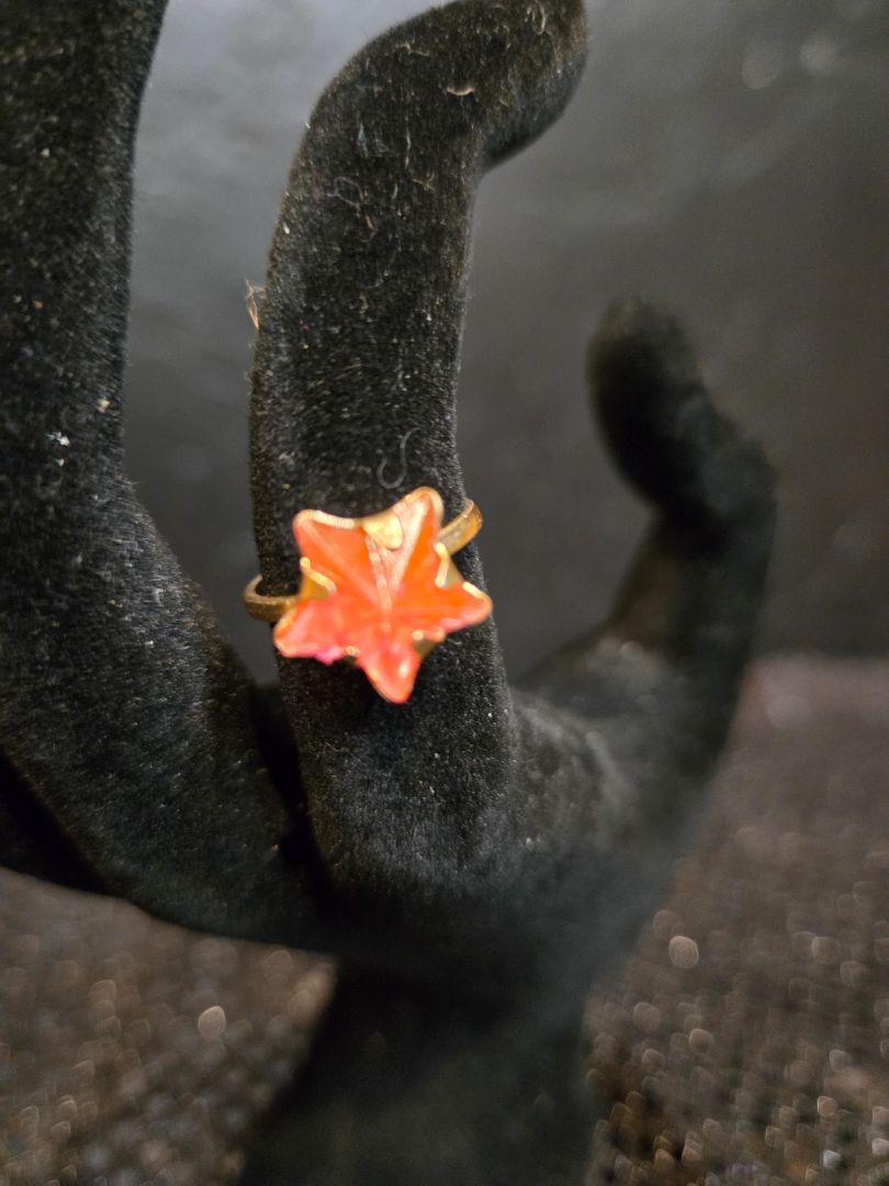 Orange and gold  1950's crackerjacks orange" star" ring