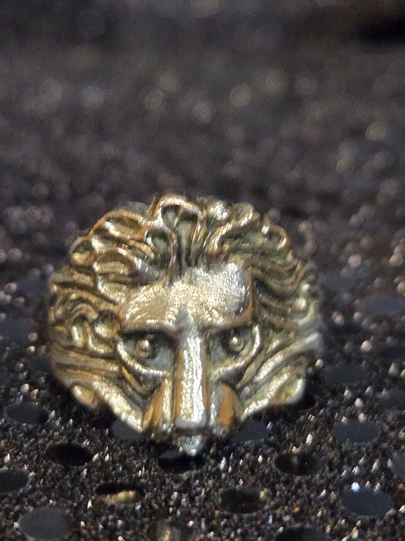 Wht bronze  Bikers ring white Bronze lions head