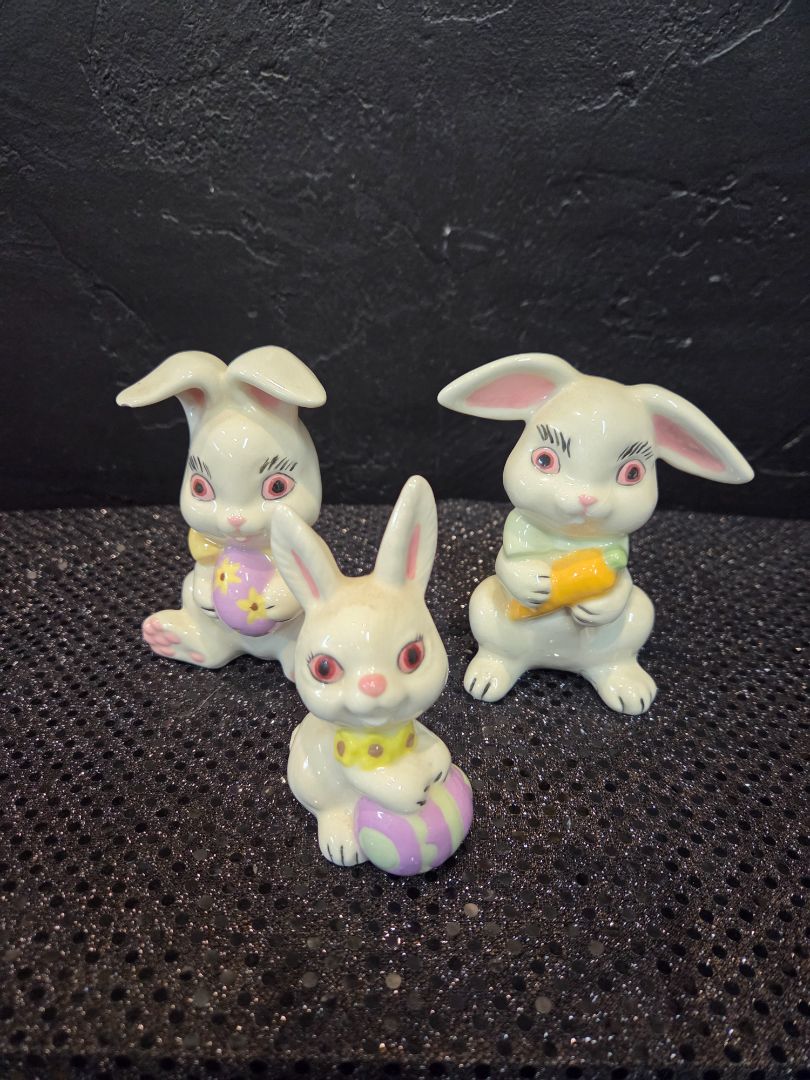 Vintage Hand Painted Bunnies set of 3