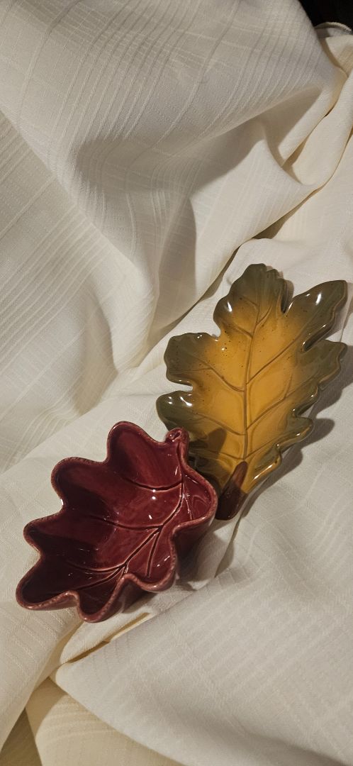 Fall decor Leaf bowl and plate LR