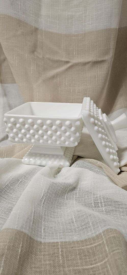 Vintage Fenton Milk Glass Candy Dish