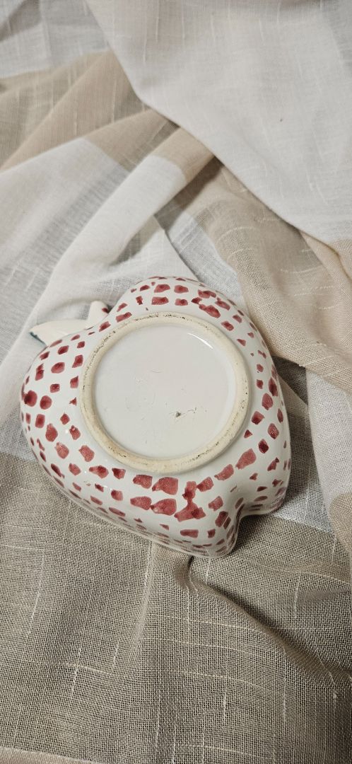 VintageChapparal Pottery USA Apple Shape Ceramic Dish-Red Spongeware