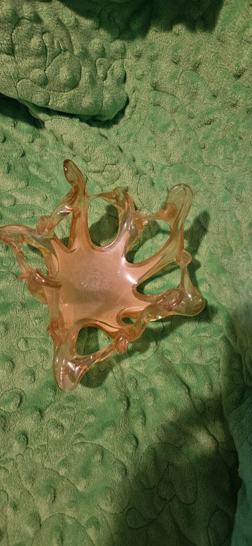Handblown Art Glass Centerpiece Bowl Blown Glass Trinket Candy
