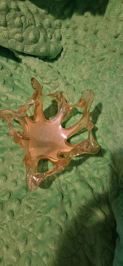Handblown Art Glass Centerpiece Bowl Blown Glass Trinket Candy