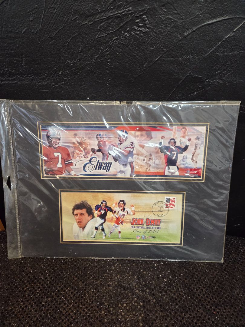 John Elway Pro Football Hall of Fame Double Matted Photo Event cover