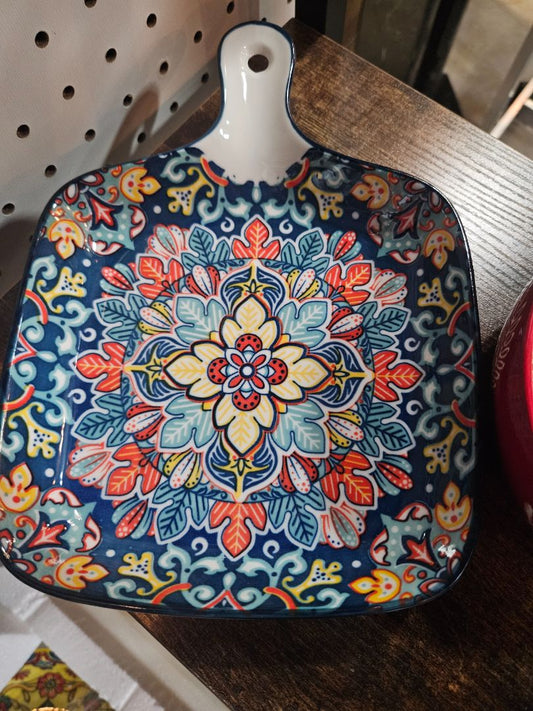 Blue Vancasso Porcelain square plate, Medium