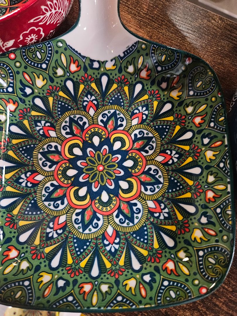 Green Vancasso Porcelain square plate, Medium