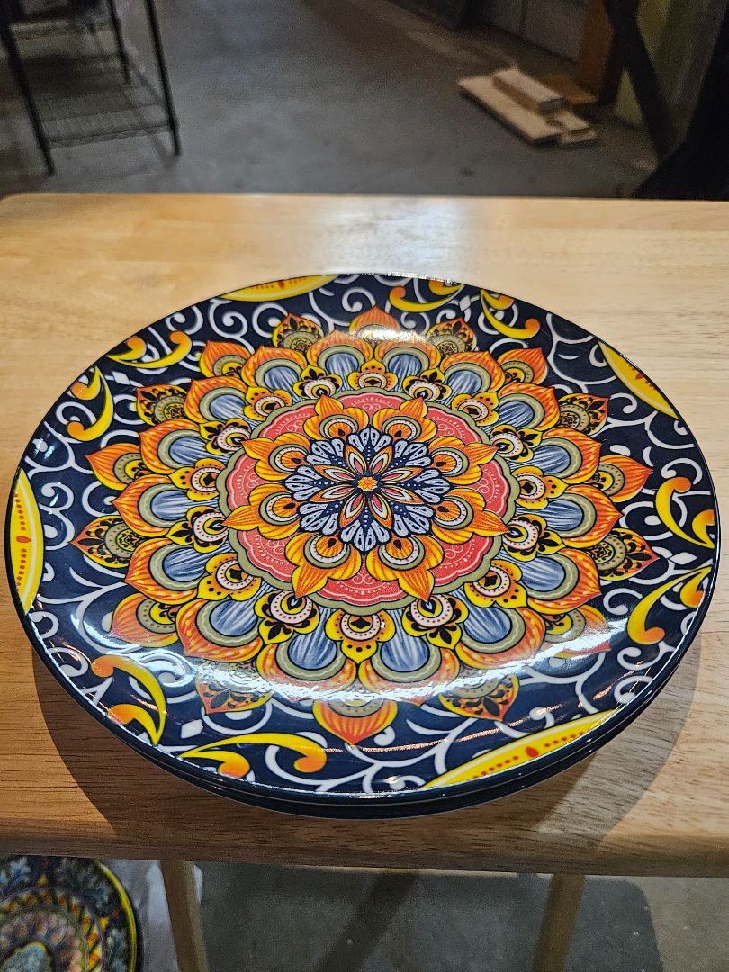 Blue w/ Orange Vancasso Porcelain plate, Large