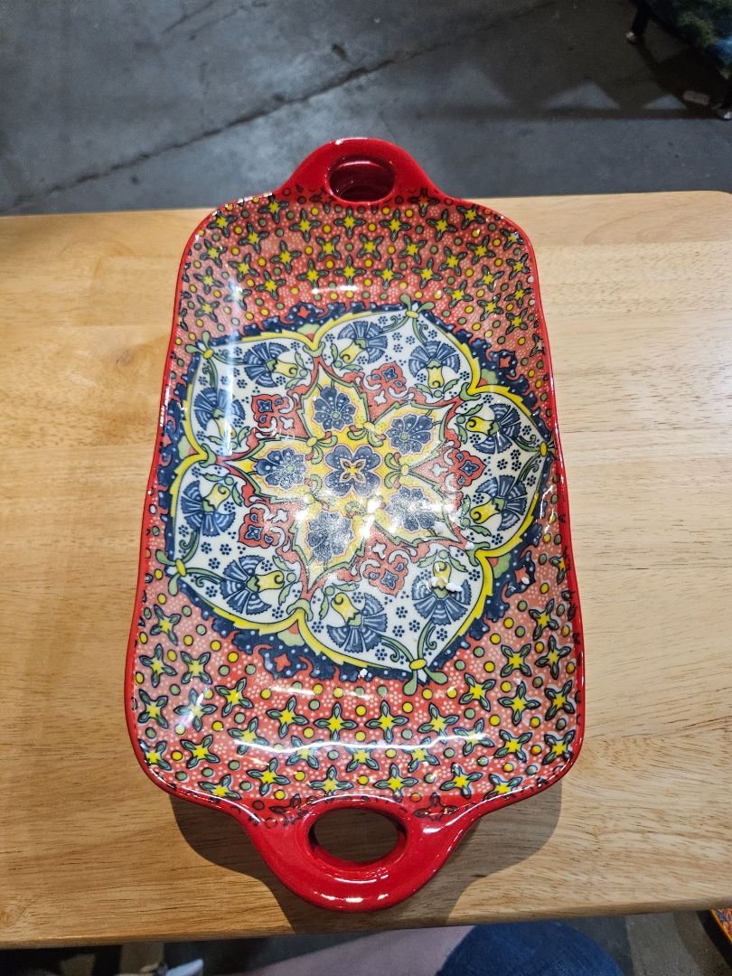 Red Vancasso Porcelain plate, Large