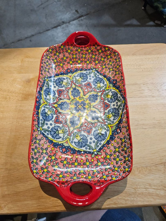 Red Vancasso Porcelain plate, Large