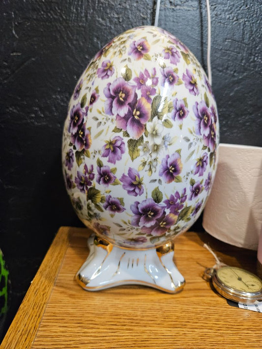 Baum Brothers Purple flower, golden trimmed egg, 10in