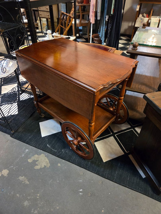Mahogany Tea Cart with drop leaf