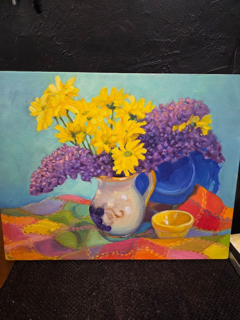 Floral Oil Painting signed Ellisay