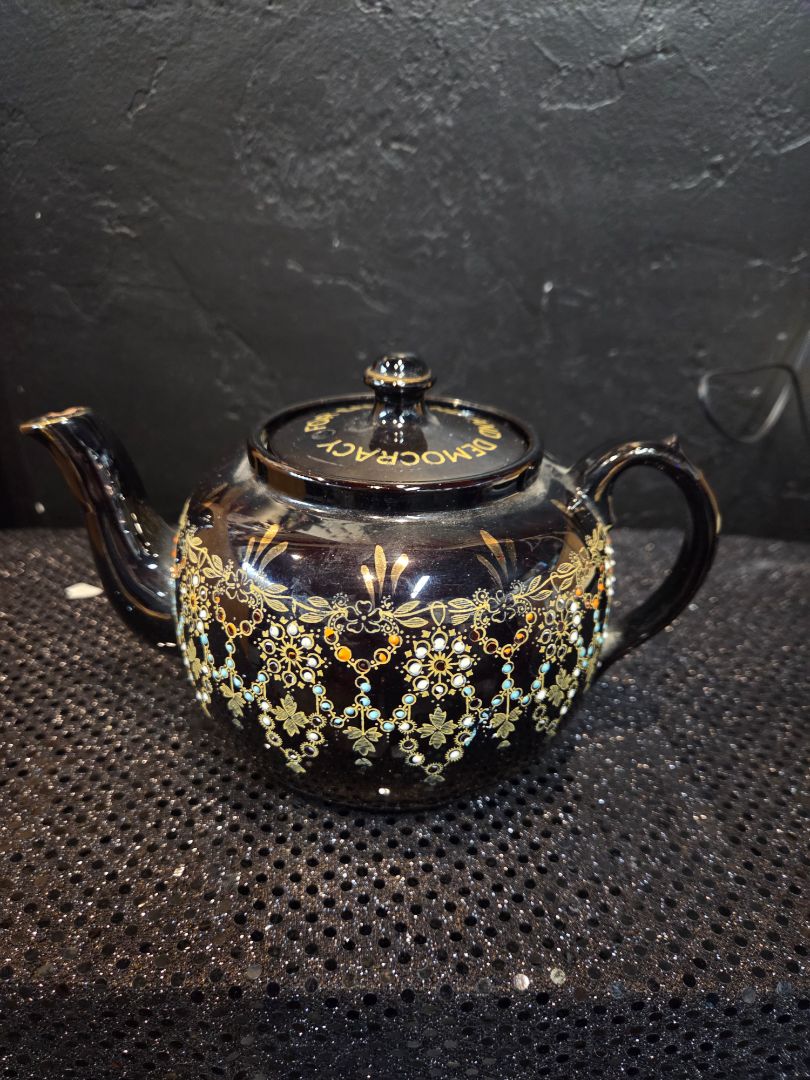 "For England and Democracy" teapot produced WW2