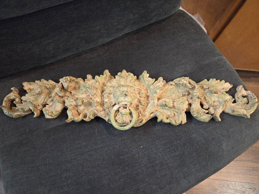 Architectural Heavy Resin Lion Over the Door Hanging Pediment Headed