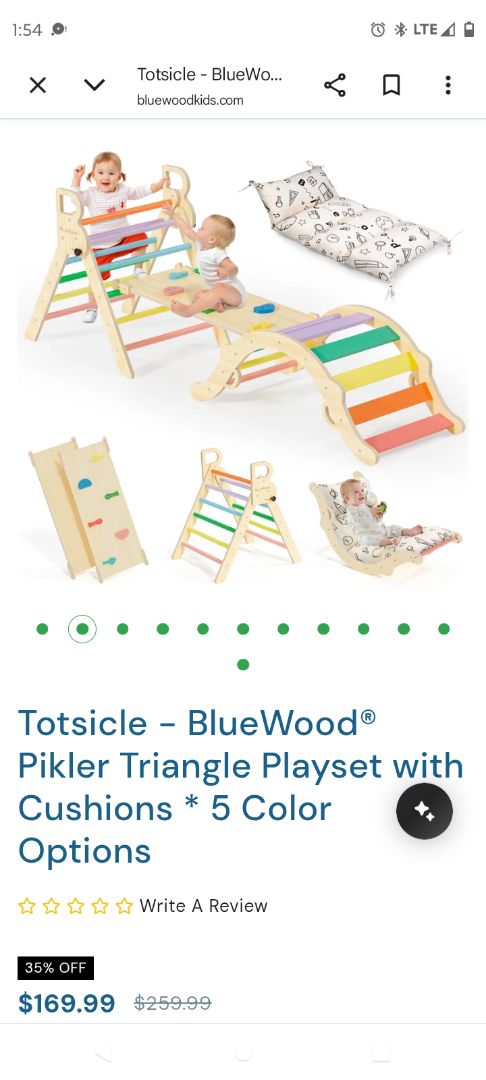 Totsicle - BlueWood® Pikler Triangle Playset with Cushions * 5 Color Options
