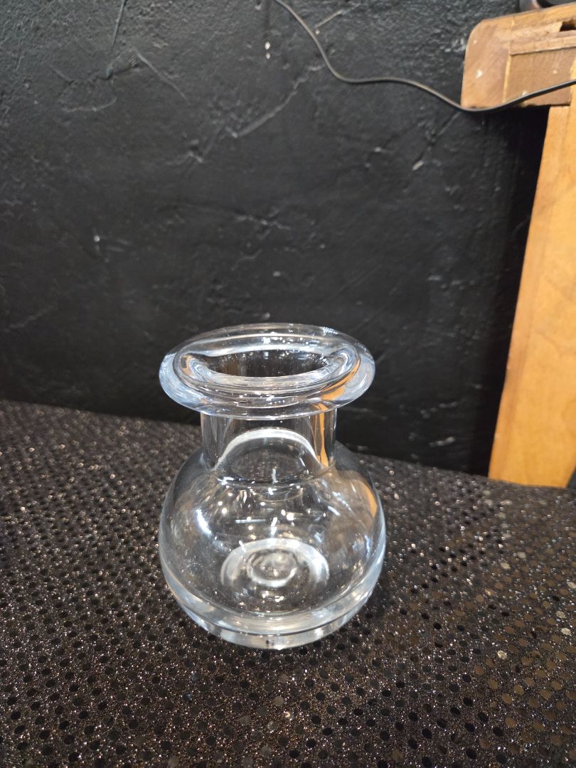 Vintage Heavy Hand Blown Glass Flower Bulb Vase 60's