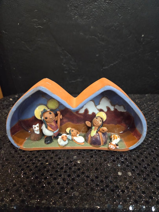 Hand Made in Bolivia  Ceramic Nativity Set