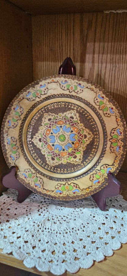 Vintage pyrography plate