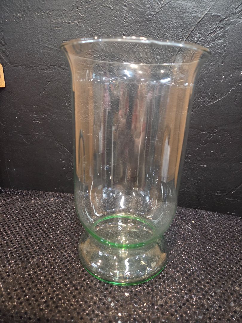 Blue-Green Bubble Glass Footed Vase Hand blown