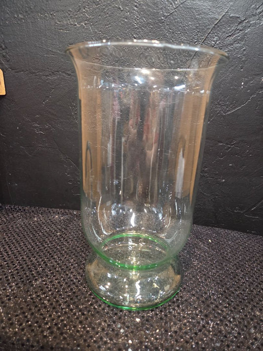Blue-Green Bubble Glass Footed Vase Hand blown