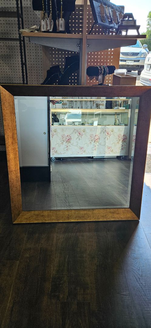 Gold Framed Mirror, 34in x 34 in