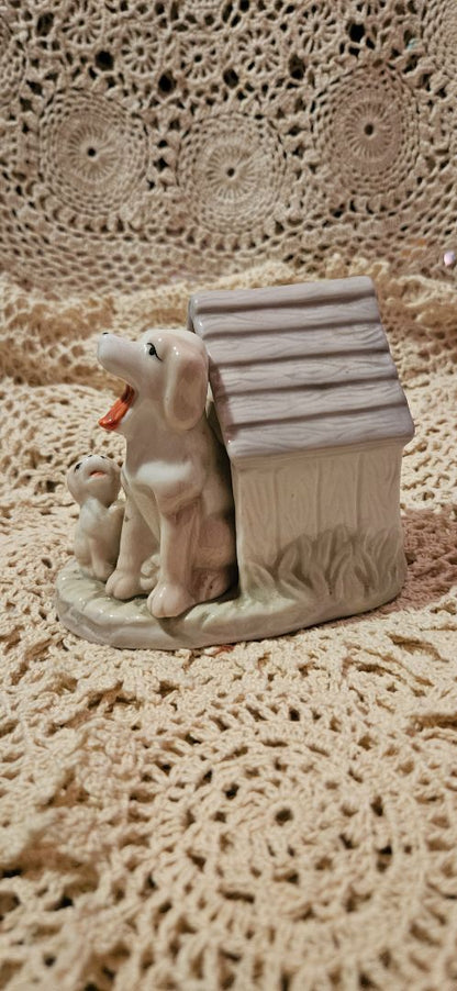 Vintage Collectible Ceramic Porcelain Dog W/Pup