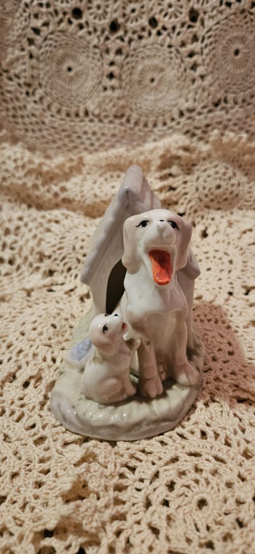 Vintage Collectible Ceramic Porcelain Dog W/Pup