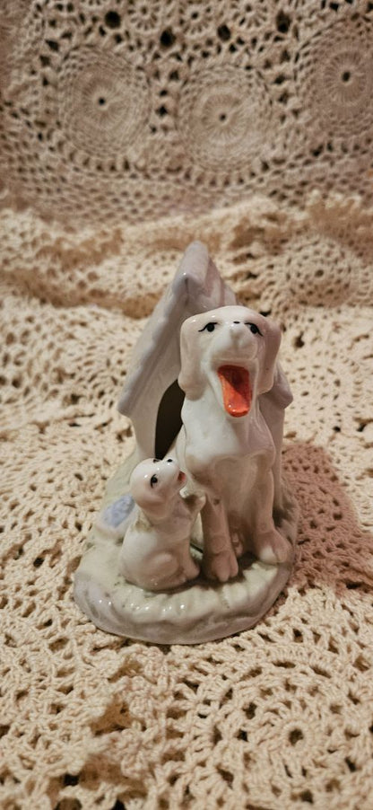 Vintage Collectible Ceramic Porcelain Dog W/Pup