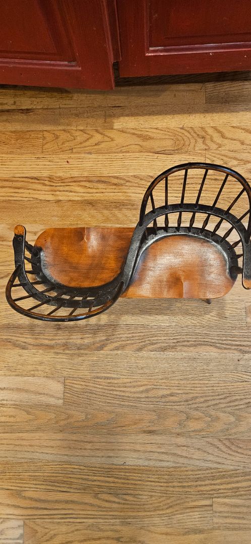 vintage miniature Windsor-style double opposing bench